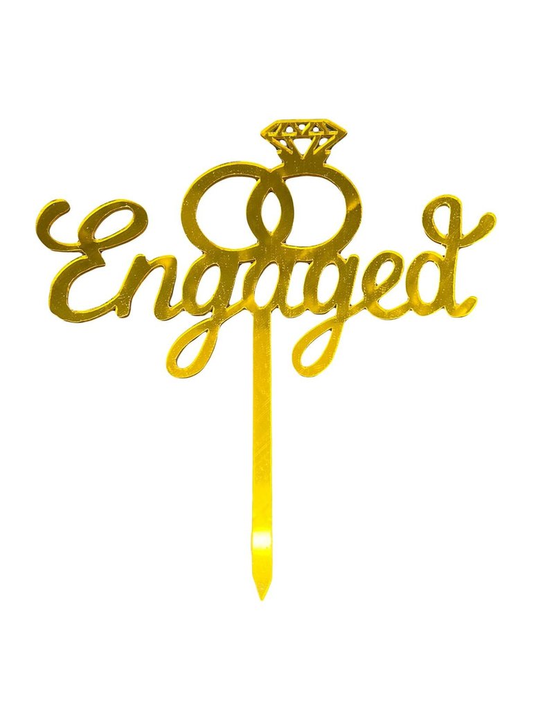 ENGAGED CAKE TOPPER GOLD