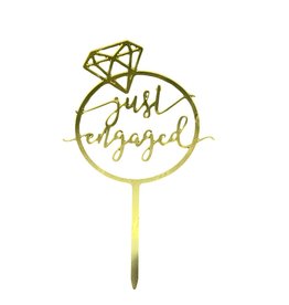 JUST ENGAGED CAKE TOPPER GOLD