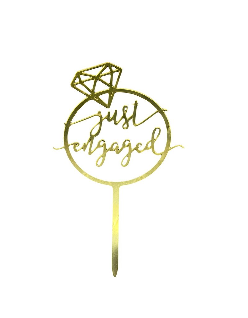 JUST ENGAGED CAKE TOPPER GOLD