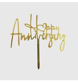 CAKE TOPPER HAPPY ANNIVERSARY GOLD