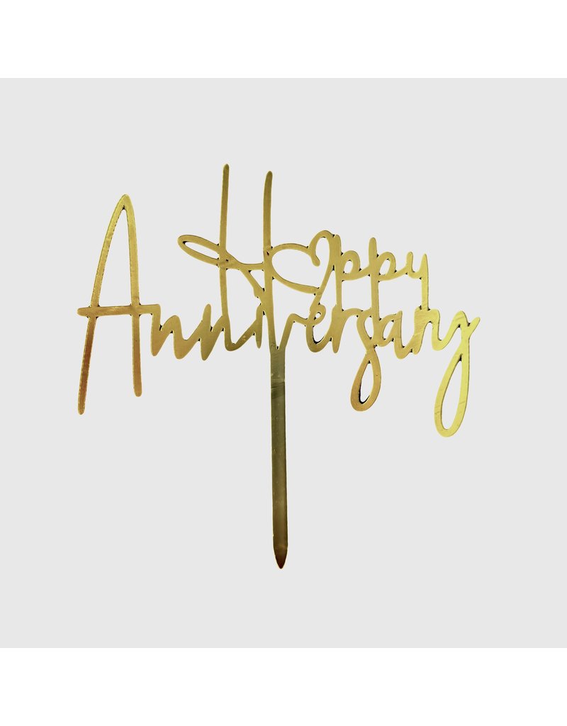 CAKE TOPPER HAPPY ANNIVERSARY GOLD