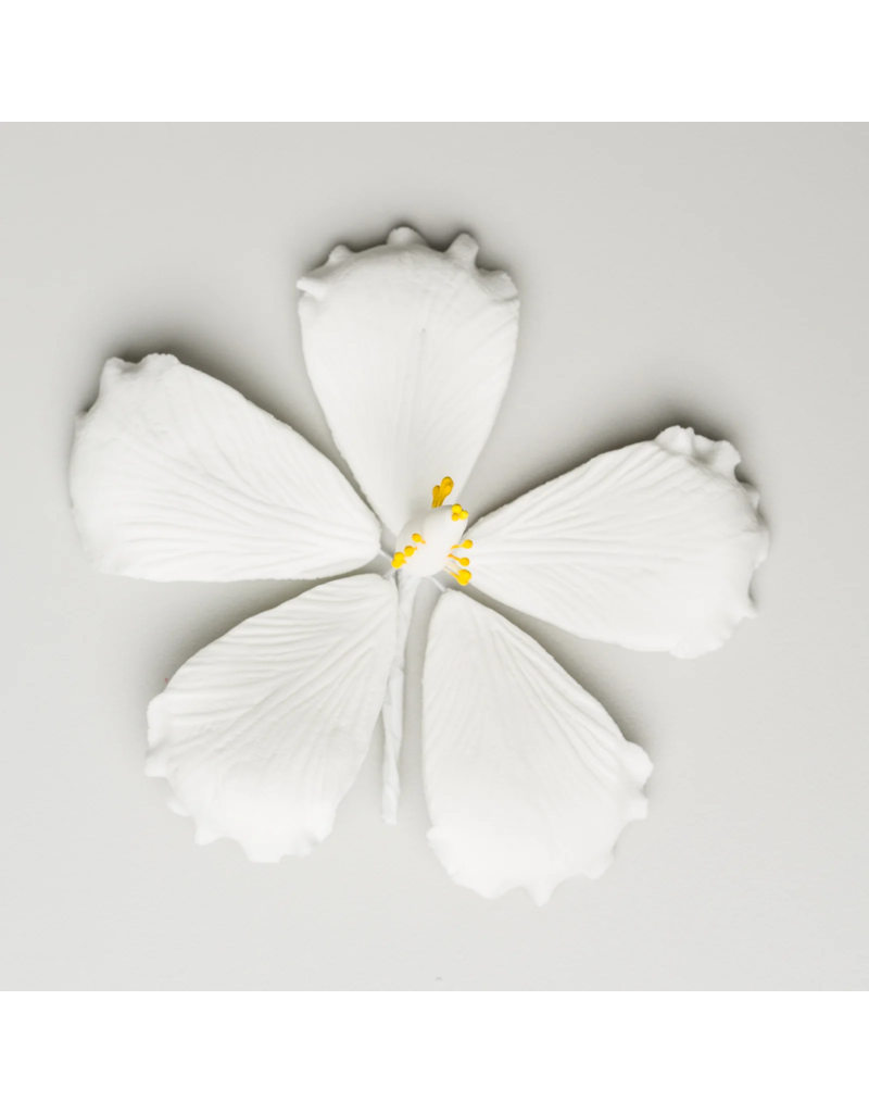 SUGAR FLOWER MEDIUM HIBISCUS WHITE 3.5"