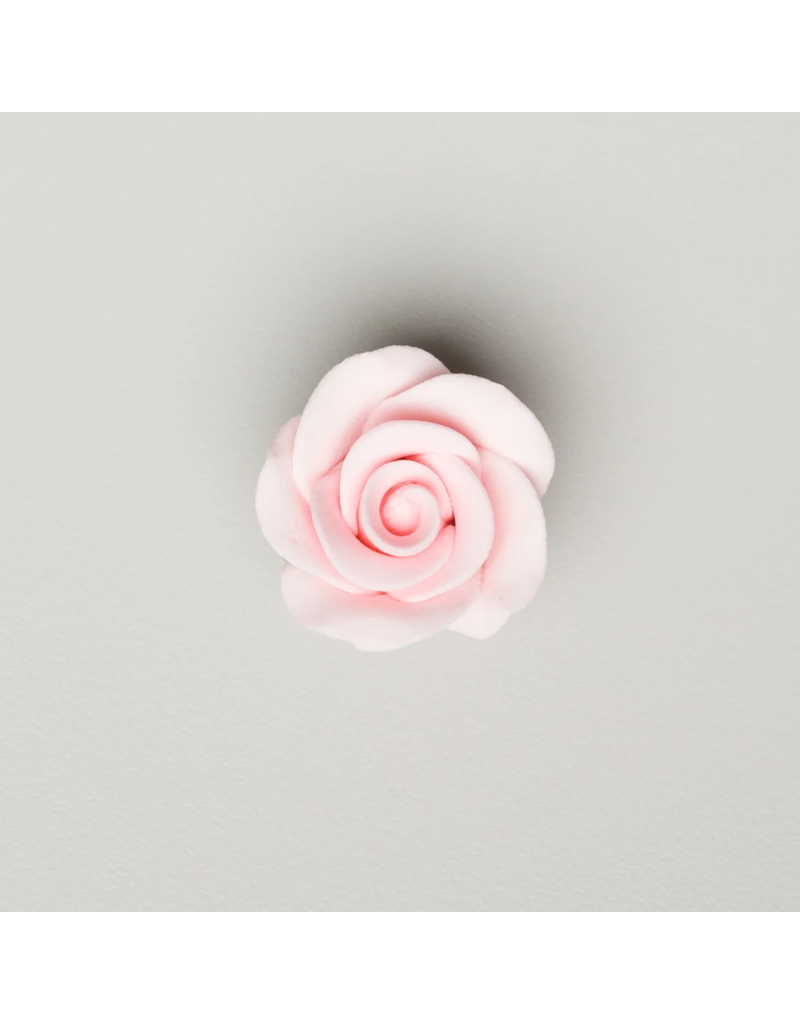 SUGAR FLOWER ROSE W/CALYX SMALL PINK 1.25"