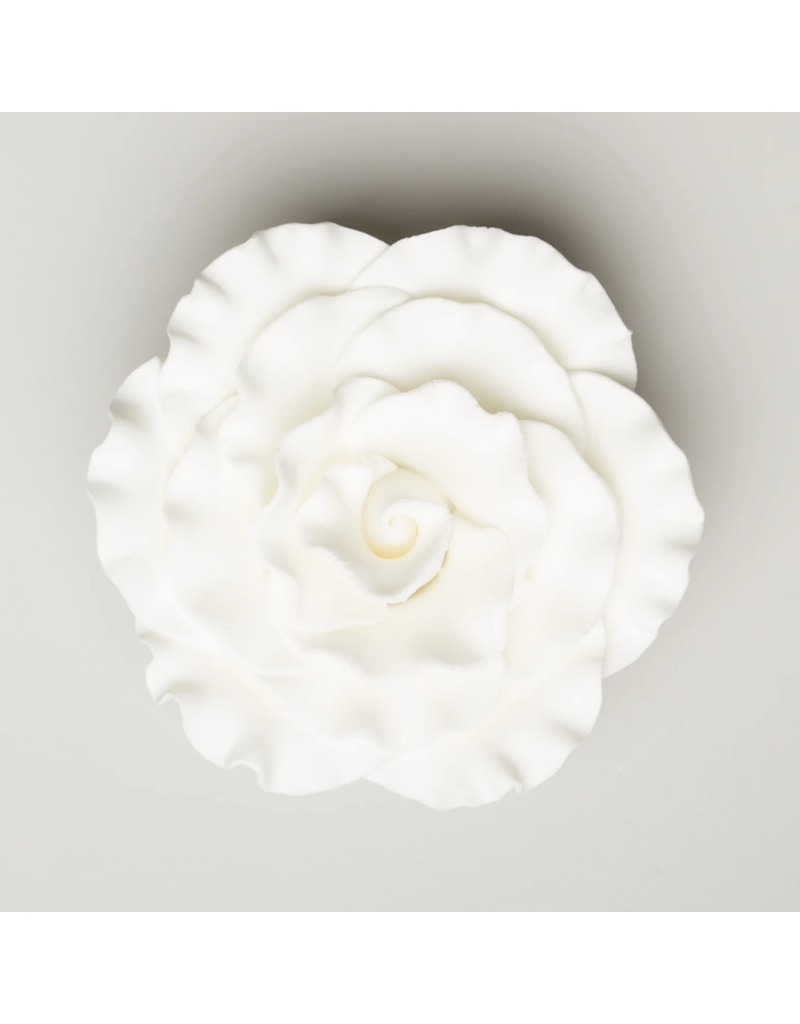 SUGAR FLOWER FORMAL ROSE WHITE 4"