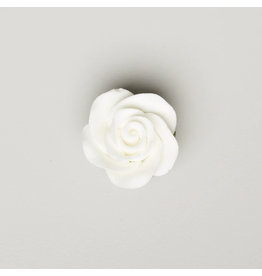SUGAR FLOWER ROSE W/CALYX SMALL WHITE 1.25"