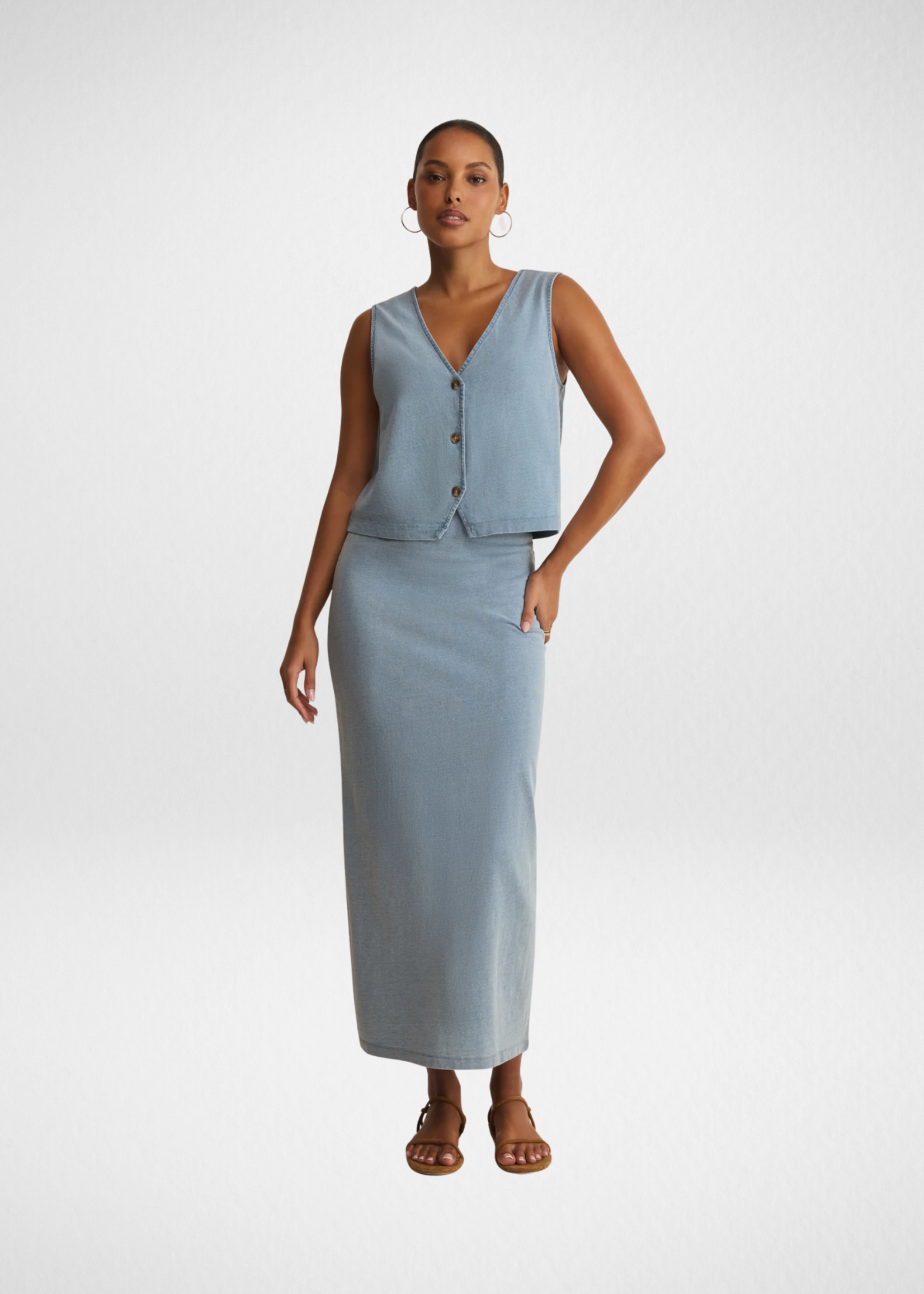 Z SUPPLY 26 Z SUPPLY NOELLE JERSEY DENIM TOP
