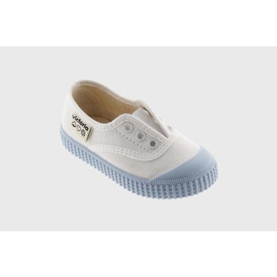 Victoria No Lace Sneaker White with Blue (Azul) Bottom