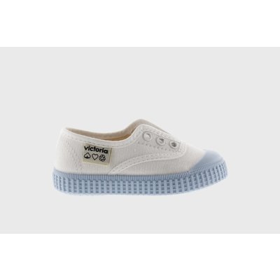 Victoria No Lace Sneaker White with Blue (Azul) Bottom