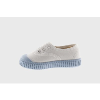 Victoria No Lace Sneaker White with Blue (Azul) Bottom