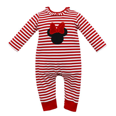 Claire & Charlie Mouse Stripe Girl Romper