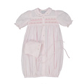 Feltman Brothers Pink Ribbon Smocked Gown with Roses