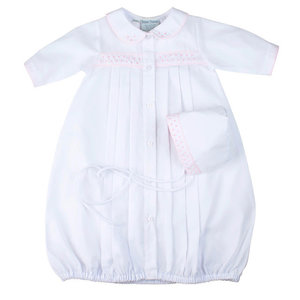 Feltman Brothers White with Pink Trim & Dot Infant Gown & Hat