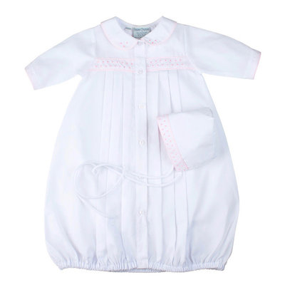 Feltman Brothers White with Pink Trim & Dot Infant Gown & Hat