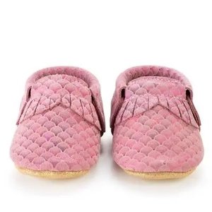 BirdRock Baby Pink Mermaid Genuine Leather Baby Moccasins