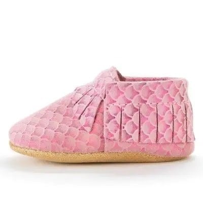 BirdRock Baby Pink Mermaid Genuine Leather Baby Moccasins