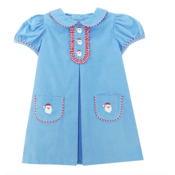 Zuccini Santa Embroidered Cicely Party Blue Corduroy Dress