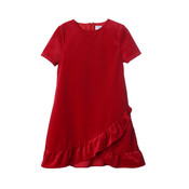 Luli & Me Red Luxe Velvet Ruffle Dress