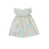 Lulu Bebe Pastel Stripe Ruffle Waist Dress