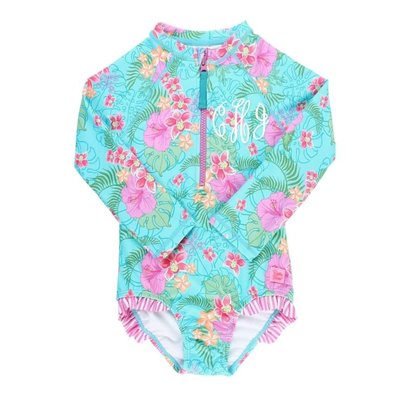 Ruffle Butts Orchid Oasis Long Sleeve One Piece Rash Guard
