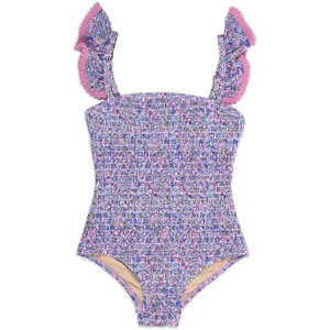 Shade Critters Smocked 1 Pc Purple Ditsy Floral Swimsuit