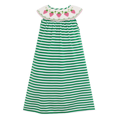 Anavini Strawberries Green Stripe Knit Bishop