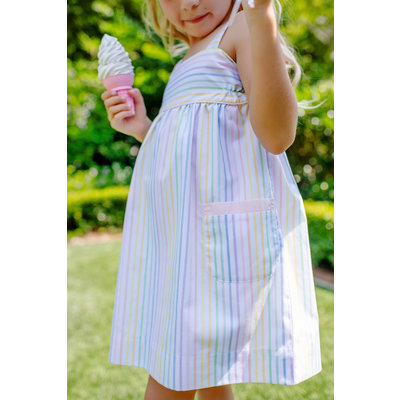 Beaufort Bonnet Company Rainbow Rollerskate Stripe/Palm Beach Pink Millie Day Dress