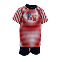 Ishtex Textile Products, Inc Red Flag Applique Boy Shorts Set