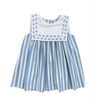 Delaney Blue Stripe Knit Square Collar Float Dress
