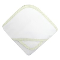 3 Marthas Green Seersucker Stripe Hooded Towel w/Cloth Box Set