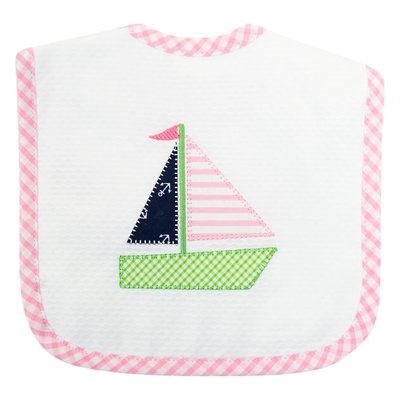 3 Marthas Pink Sailboat Feeding Bib