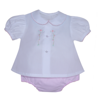 Baby Sen White/Pink Avery Girl Diaper Set
