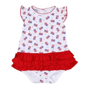 Magnolia Baby Tiny Red, White and Blue Printed Ruffle Flutters Bubble