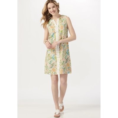 Charlie Page Pineapple Print Linen Shift Dress