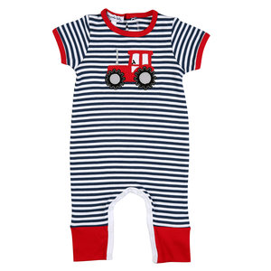 Magnolia Baby Future Farmer Applique S/S Red/ Navy Playsuit