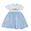 Lulu Bebe Light Blue Mini Check Dress with Lace and Pumpkin Embroidery