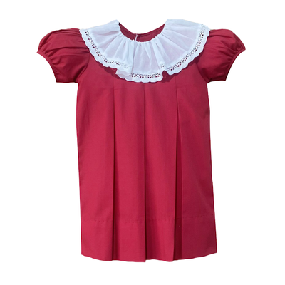 Remember Nguyen Red Reese Dress w/Lace Collar