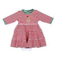 Magnolia Baby Red Stripe Be Jolly Applique Ruffle Dress Set
