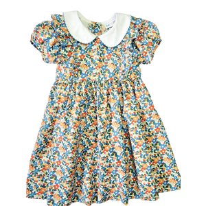 Lulu Bebe Giselle Floral Ruffle Dress with White Collar