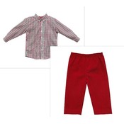 Zuccini Festive Plaid Button Down Shirt/Pant Set