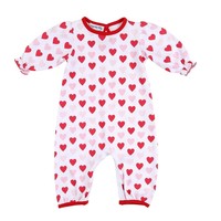 Magnolia Baby Red Heart to Heart Ruffle LS Playsuit