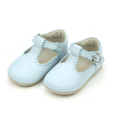 L'Amour Lt Blue Elodie Scalloped T-Bar Crib Maryjane