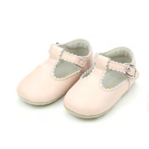 L'Amour Pink Elodie Scalloped T-Bar Crib Maryjane