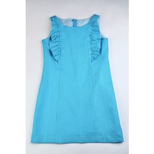 Maggie Breen Turquoise Linen Ruffle Dress