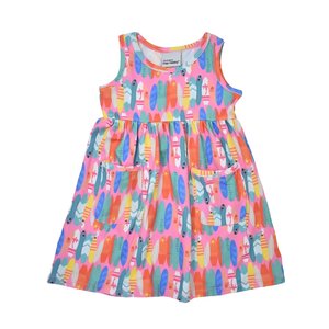 Flap Happy Pink Beach Boards UPF 50 Dahlia Sleeveless Tee Dress w/ Pockets
