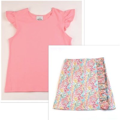 Maggie Breen Hot Pink Top/Floral Print Skirt