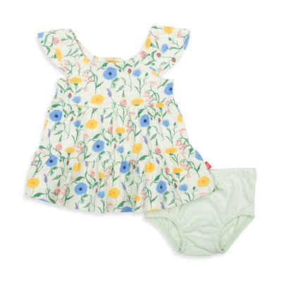 Magnificent Baby Le Jardin Organic Cotton Magnetic Ruffle Infant Dress/Diaper Cover