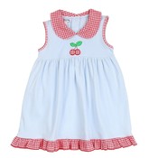 Magnolia Baby Sweet Cherry Applique Collared SS Dress