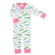 Magnolia Baby Gators Zipped Pajama Pink