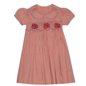 Southern Saturday Orange/Purple Smocked Dress