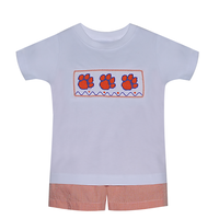 Southern Saturday Orange/Purple Smocked Boy Short Set